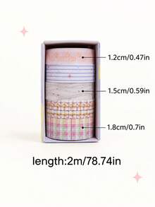 5 Rolls/Box Simple Pattern Glitter PET Tape Set, 3 Widths Of Stylish Tape, Perfect For School Supplies, Crafts, And Gift Wrapping, A Handbook Gift For Friends - Sets - View 2
