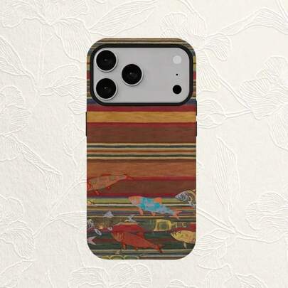 Colorful Striped Fish Pattern Phone Case, Protective Hard Shell Cover For 18/17/16/15/14/13/12/11 Pro/Max