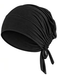 CONFLASS 1/3 buah Jilbab Wanita Lembut dengan Tali Elastis, Penutup Kepala Muslim, Topi Tidur Bernapas untuk Rambut Keriting, Dapat Disesuaikan untuk Penggunaan Sehari-hari & Malam Hari, Tersedia Berbagai Warna - topi bagian bawah bertali - View 15