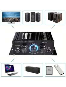 AK-270 HiFi Stereo Power Amplifier 400W 12V/24V 2.0 Channel Audio Amplifier For Home Car Theater System Portable Mini Power Amplifier - A - View 5