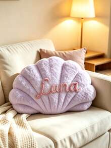 Handmade Customized Name Shell Pillow, Suitable For Sofa Or Bedside, English Letter Couple Gift, Available For Bulk Orders, Soft Bedside Decorative Cushion, Wedding Gift, Multiple Colors Available - Multicolor - View 13
