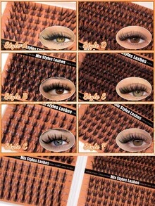 504/696pcs Bulu Mata Palsu Hitam/Cokelat Alami, Bulu Mata Tiga Sisi Kapasitas Besar, Terbuat dari Bulu Mink Imitasi Berkualitas Tinggi. Bulu mata palsu tebal dan tersusun dalam kelompok. Bulu mata anime kartun, cocok untuk penggunaan bermain peran. - MultiWarna - View 6