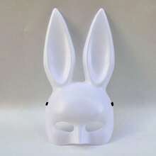 Women's Rabbit Ear Mask, Black/White Optional, Halloween Costume Party Cosplay Half Face Party Accessory - A - View 12