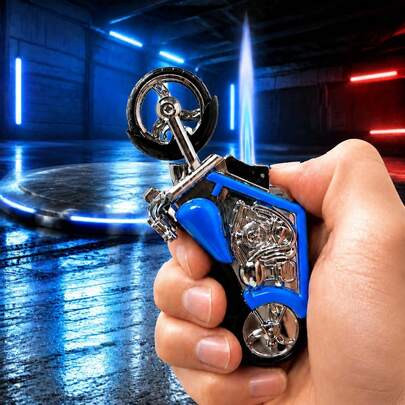 (Butane Free) Motorcycle Shaped Torch Lighter, Outdoor Windproof Lighter, Butane Lighter, Mini Portable Jet Torch, Adjustable Flame Size,  Filling, Quick Ignition, Multi Functional Suitable For Camping Barbecue, Men's Gifts, Christmas