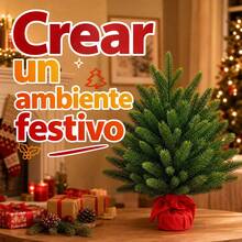 61 Cm Tabletop Artificial Christmas Tree, Decorative Plastic Mini Pine Tree With Red Cloth Base, Colorful Ornaments And Star For Home Decoration - Verde A1 - View 3
