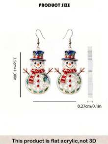 2D Cute Christmas Deer Earrings, Cartoon Style Design, Suitable For Christmas And Thanksgiving Gifts, Perfect For Christmas And Daily Wear, Ideal Gift Choice - Christmas Snowman - View 4