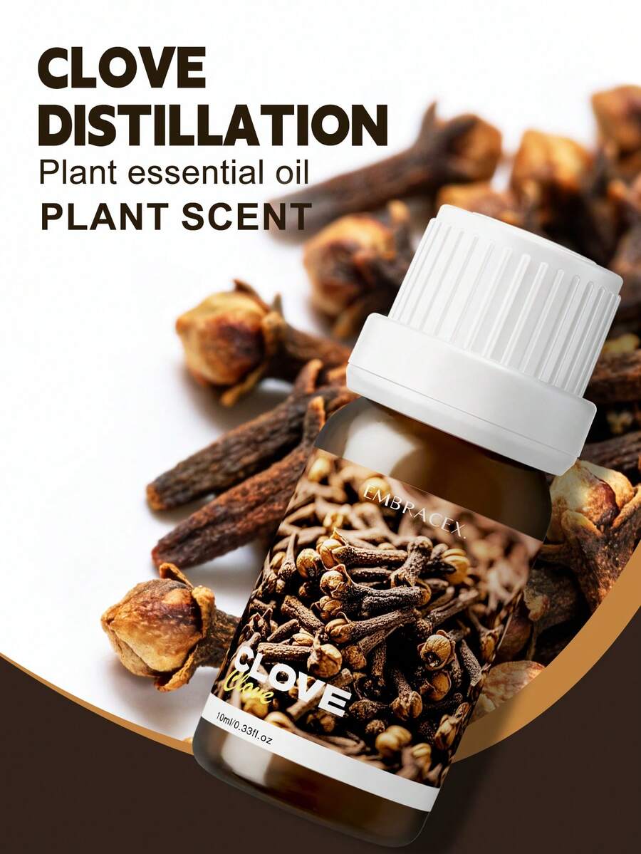 EMBRACEX. Minyak Esensial Cengkeh 10ml, Murni, Cocok untuk Perawatan Kulit dan Rambut - Semprotan Pembersih DIY Minyak Cengkeh, Aromaterapi dan Diffuser, Pewangi Pembuatan Lilin DIY, Hadiah, Minyak Esensial Tanaman