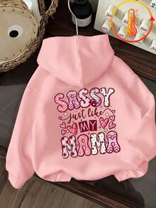 Tween Girl Fun Print Pullover Sweatshirt, Warm And Comfortable Thermal Lined Pullover Sweatshirt For Autumn/Winter - Pink - View 3
