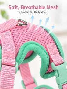 1pc Reflective Adjustable Dog Harness With Breathable Mesh, Thickened Top Handle, Double D-Rings And Quick-Release Buckle, Suitable For Small, Medium And Large Dogs, Pet Vest, Pet Harness And Leash Set, Decorative Pet Clothing - Multicolor - View 9