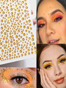 324pcs Summer Sweet Sparkling Style Multicolor Design Face Decoration Rhinestone Stickers Music Festival Holiday Fashion Personalized Index Finger Ring Luxury Niche High-End Sense Ring Suitable For Daily Wear Perfect Party And Holiday Gift Women Casual And Vacation Versatile Accessory - Multicolor - View 19