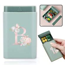 Gold Letter Print Portable Pill Box, Multi-Compartment Sealed Medicine Storage Box, Compact Daily Pill Container, Suitable For Travel And Daily Use - Multicolor - View 57