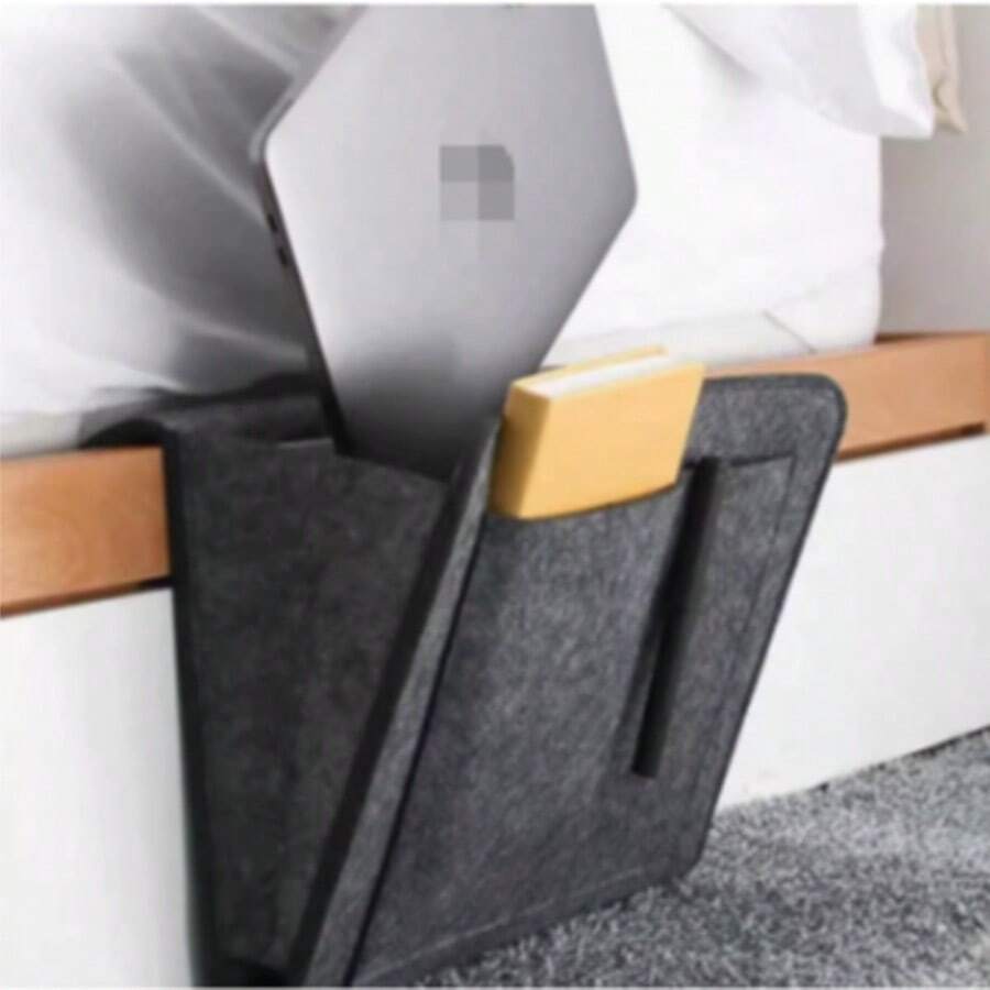 Household Felt Bedside Hanging Organizer, Creative Clip-On Storage Bag For Bedroom Sofa And Student Dorm, Phone And Item Holder - A - View 1