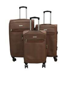 20/24/28 Suitcase, Hardshell/Softshell, Impact-Resistant, Expandable Section For Extra Capacity, Trolley Case, Storage Case, Carry-On, Checked Luggage - Light Brown - View 4