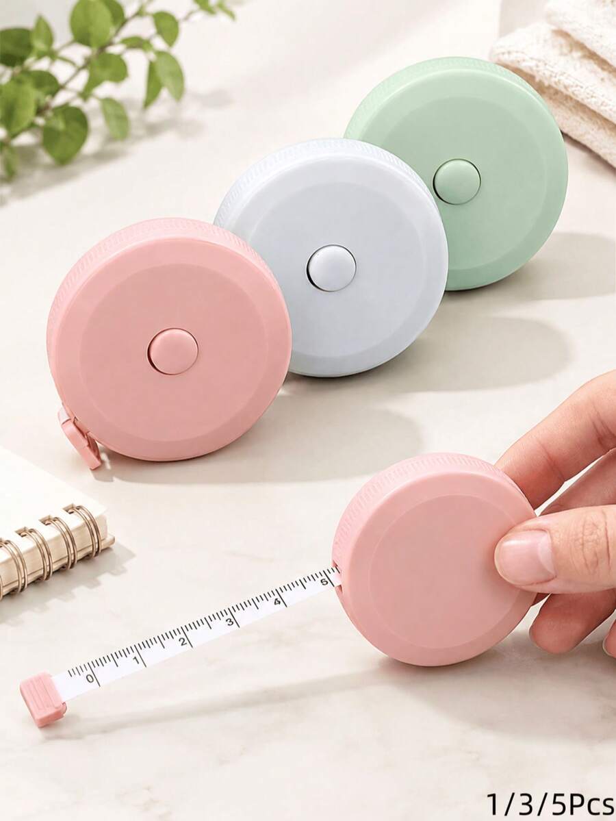 1/3/5pcs Macaron Color Retractable Tape Measure, Mini Portable Soft Fabric Measuring Tape, Multi-Functional Tailoring Measuring Tool Suitable For Clothing, Handmade Crafts, Home Sewing, Body Measurement, Weight Loss Measurement And Daily Use (1pc Is Pink, Multi-Spec Is Blue, Pink, Green)