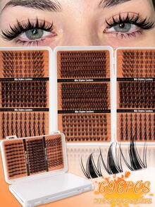 504/696pcs Bulu Mata Palsu Hitam/Cokelat Alami, Bulu Mata Tiga Sisi Kapasitas Besar, Terbuat dari Bulu Mink Imitasi Berkualitas Tinggi. Bulu mata palsu tebal dan tersusun dalam kelompok. Bulu mata anime kartun, cocok untuk penggunaan bermain peran. - MultiWarna - View 16
