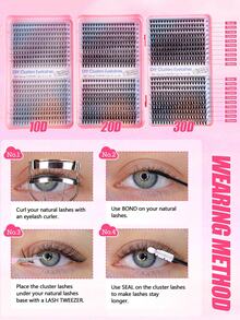 MEM 1200pcs DIY Eyelash Bundles, Fluffy D-Shaped Curly Hair Extensions, 9-16mm Mixed Length Design, Suitable For Various Makeup Looks, Including Mascara, Tweezers, Suitable For Daily Use, Gatherings, Halloween, Christmas - Black - View 6