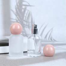 30ml The Refillable Empty Perfume Bottle, With A Smooth Pink Spherical Lid, Transparent Frosted Style, Portable Mini Aesthetic Empty Perfume Bottle, Suitable For Men And Women To Travel And Fill Perfume - Multicolor - View 9