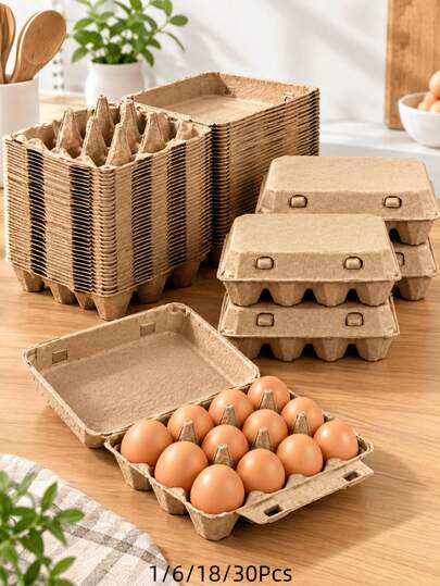 1/3/6 Pack 3x4 Pulp Egg Trays, 12-Cavity Natural Pulp Molded Egg Trays, Compostable Disposable Egg Storage Trays, Blank Egg Containers Suitable For Farm Fresh Eggs, Farmers Market, Home Kitchen, Farm Transport. (1/2/3/6/18/30Pcs)