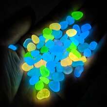 200pcs Glowing Blue Pebbles, Fluorescent Decorative Stones, Suitable For Party, Wedding, Aquarium, Flower Pot, DIY And Holiday Decoration - A - View 8