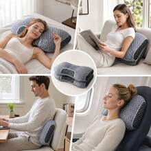 Travel Ergonomic Memory Foam Pillow, Contoured Neck Support Pillow, Suitable For Side/Back/Stomach Sleepers, Soft Slow Rebound Bed Pillow, Holiday Gift, For Family And Friends, Travel Essential - Travel Pillow - View 10
