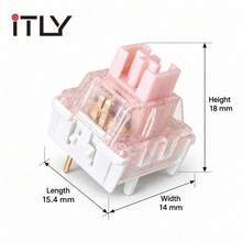 Milk Peach Switch 50 90 100Pcs Linear 5 Pin Pre-Lubed 42gf Light Actuation Force POM Material Creamy Marbly Sound For Office Gaming DIY Mechanical Keyboard Custom Build - View 8