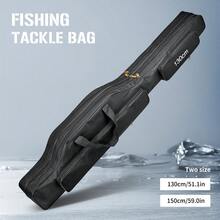 LEOFISHING Portable Foldable Fishing Tackle Bag, Big Belly Fishing Rod Case, Hand & Shoulder Carry Fishing Gear Storage Bag With Extra Pockets For Sea Rods Lures Fishing Accessories, 130cm 150cm 3 Color Available - Multicolor - View 5