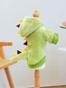 1pc Pet Clothes Dog Cat Clothing Autumn Winter Cute Plush Dinosaur Costume - Green - View 5
