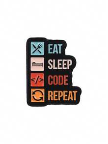 1pc Geek Coding Slogan Brooch, Humorous Coder Enamel Pin, Aesthetic Clothing Bag Accessory For Tech Fans - Multicolor - View 12