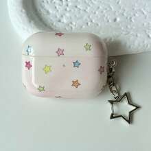 Minimalist Gentle Cute Style Star Pattern TPU Wireless Earphone Protective Case Compatible With AirPodsPro3 AirPods4 AirPods5 AirPodsPro AirPodsPro2 Earphone Cover With Pendant - Baby Pink - View 7