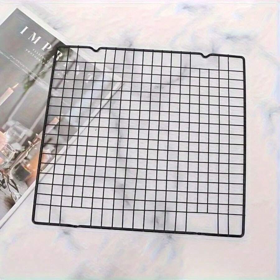 1pc Non-Stick Black Iron Baking Cooling Rack 11x10 Inch Baking Rack For Cooking And Baking, Perfect For Cakes, Breads And Roasting, Essential Home Kitchen Item, Ideal Choice For Baking Tools And Accessories, Baking Supplies And Equipment, Baking Tools - Black - View 1