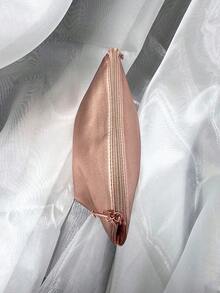 Portable Champagne Gold Travel Makeup Bag, Embossed Logo Toiletry Storage Bag, Personal Use Or Gift - Lancôme Makeup Bag - Champagne - View 5