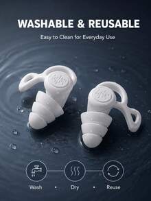 1Pair Of Reusable Noise-Reducing Earplugs – Soft, 3-Flange Silicone Design; Washable And Reusable; Suitable For Sleeping, Traveling, Studying, Working, And Commuting; Comfortable In-Ear Fit;Portable Hearing Protection - One Size - View 8