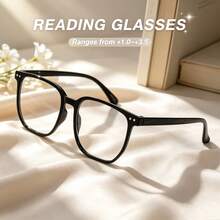 5pcs Rectangular Reading Glasses, Classic Large Frame, Fashion Matte Finish, Unique Rivet Detail, Premium Metal Hinge - Black + Black & White + Transparent + Translucent Grey + Translucent Tea - View 8