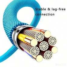 5pcs Fast Charging USB-A To Type-C Charging Cables, Nylon Braided Durable Phone Charging Cables, 1m Long, Compatible With Android Phones, And Other Type-C Devices, Suitable For Travel Essentials/Car Accessories/Desktop Accessories, Pink/Purple - Multicolor - View 7