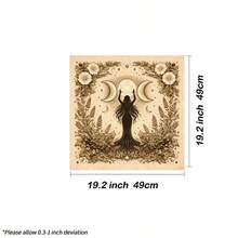 1pc Triple Moon Goddess Tarot Cloth, Vintage Floral Witch Altar Tablecloth, Wicca Divination Card Mat For Tarot Reading Home Decor - Multicolor - View 5