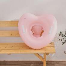 1pc Kids Heart-Shaped Inflatable Swim Seat Float, Pink Cherry Print & Glitter Transparent Dual Design, With Handles Anti-Flip Swim Ring, Children's Pool Water Swimming Training Equipment - Multicolor - View 8