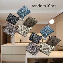5/10pcs Leopard Print Mini Wrist Bag, Zipper Wallet Sanitary Pad Pouch, Compact Portable Small Storage Purse With Braided Rope Wrist Strap, Ideal For , Cards, Coins And Tiny Daily Items, Easy To Carry For Shopping, Travel & Daily Use,Random Color - Multicolor - View 14