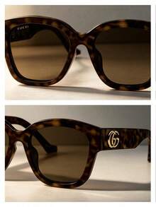 Gucci Kacamata Fashion Mewah Bergaya Vintage untuk Pria dan Wanita, Cocok untuk Pemakaian Sehari-hari - Hitam - View 5