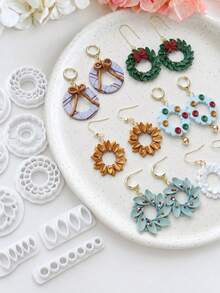 Christmas Wreath Polymer Clay Clay Cutters For Earrings, Festive Polymer Clay Earring Cutter Mold, Earring Making Supplies - White - View 6