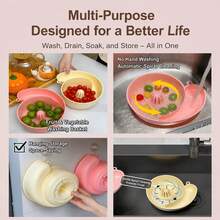 New Snail-Shaped Automatic Fruit & Vegetable Washing Basket, No-Hand Wash Soaking Cleaning & Draining Basket, Portable Kitchen Strainer Colander, Suitable For Grapes, Strawberries, Berries & Vegetables - Multicolor - View 3