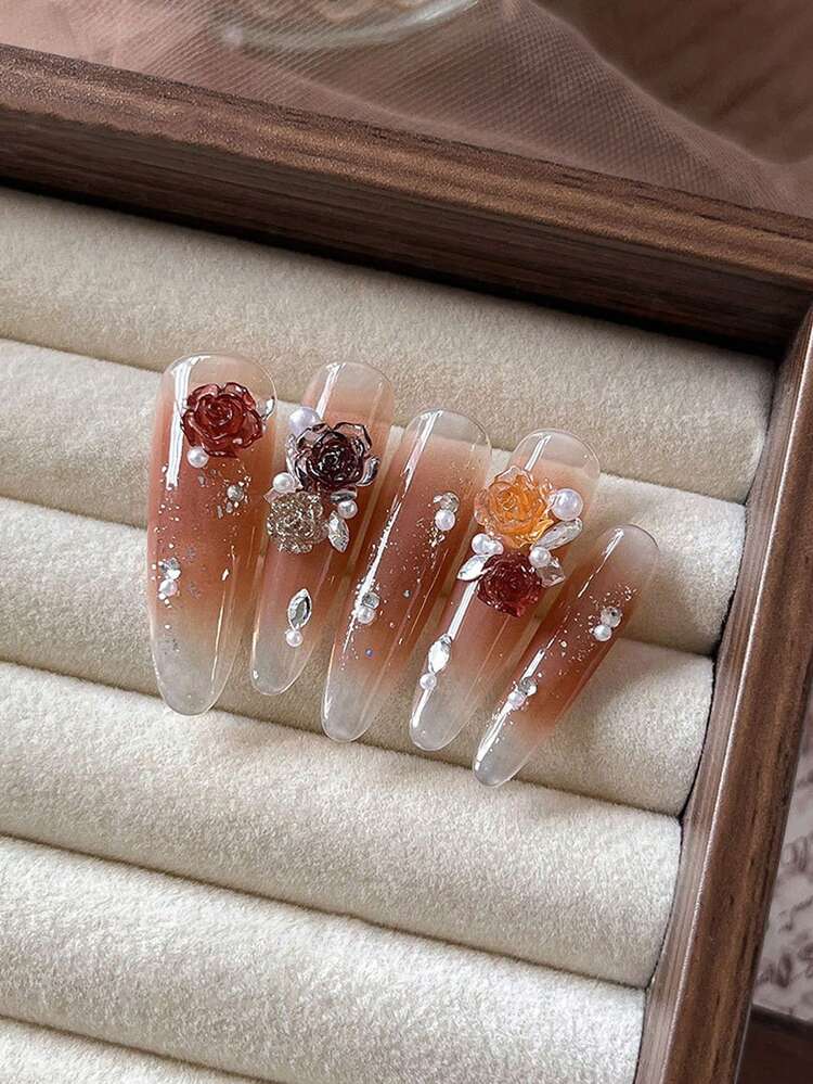 Maillard 山茶花珍珠混款美甲裝飾，3D 浮雕玫瑰花美甲飾品 - 彩色 - 查看 8