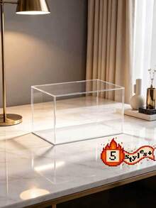 1pc Transparent Acrylic Display Box With White Base, Dust-Proof Storage Organizer Box, Suitable For Flowers And Toys, Home Living Room And Bedroom Decor, Perfect Birthday Gift For Women Or Bridesmaids - White - View 3