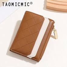 Women's Card Holder Wallet, Quilted PU Portable Wristlet Wallet, Zipper Coin Pocket, Multiple Card Slots And Cash Compartment - Multicolor - View 7