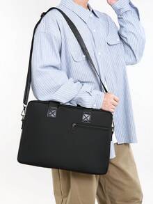 Men's Business Oxford Fabric Handheld Briefcase, Wear-Resistant Large Capacity Detachable Shoulder Strap Crossbody Bag, Workplace Commute Travel Storage A4 Document Laptop Bag, Minimalist Business Commuter Shoulder Bag - A - View 6