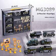 Simulation Alloy Toy Car Set 6pcs Sports Car Models + Road Signs, Sliding Toy Cars Gift Box For Boys - Multicolor - View 7