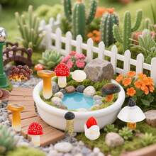 Realistic Mushroom Model Decoration Set, Children's Educational Toy, Early Learning Cognitive Science Teaching Sand Table Landscape Ornament, Red And Brown Mushroom Party Props - Multicolor - View 2