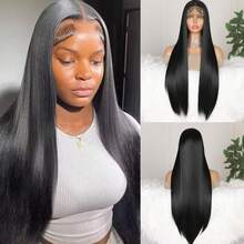 Blue Color 1pc Long Silky Straight 13*4 Lace Frontal Synthetic Wig For Women Preplucked Cosplay Daily Party Heat Resistant Fiber Front Wig Wedding Gifts - Multicolor - View 12