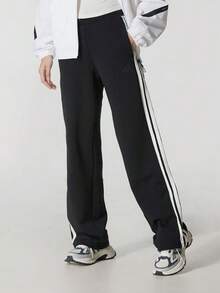 Adidas SOFT DOUBLEKNIT PANT Women's Straight-Leg Black Sportswear Pants With Brand Logo And Three Stripes - Black - View 1