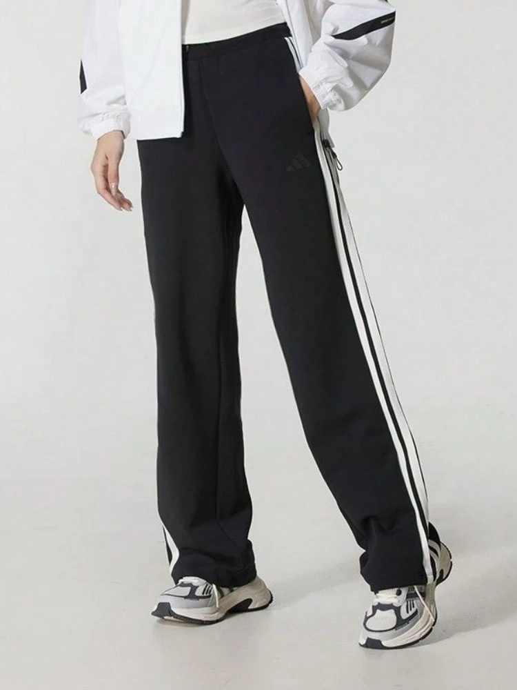 Adidas SOFT DOUBLEKNIT PANT Women's Straight-Leg Black Sportswear Pants With Brand Logo And Three Stripes - Black - View 1