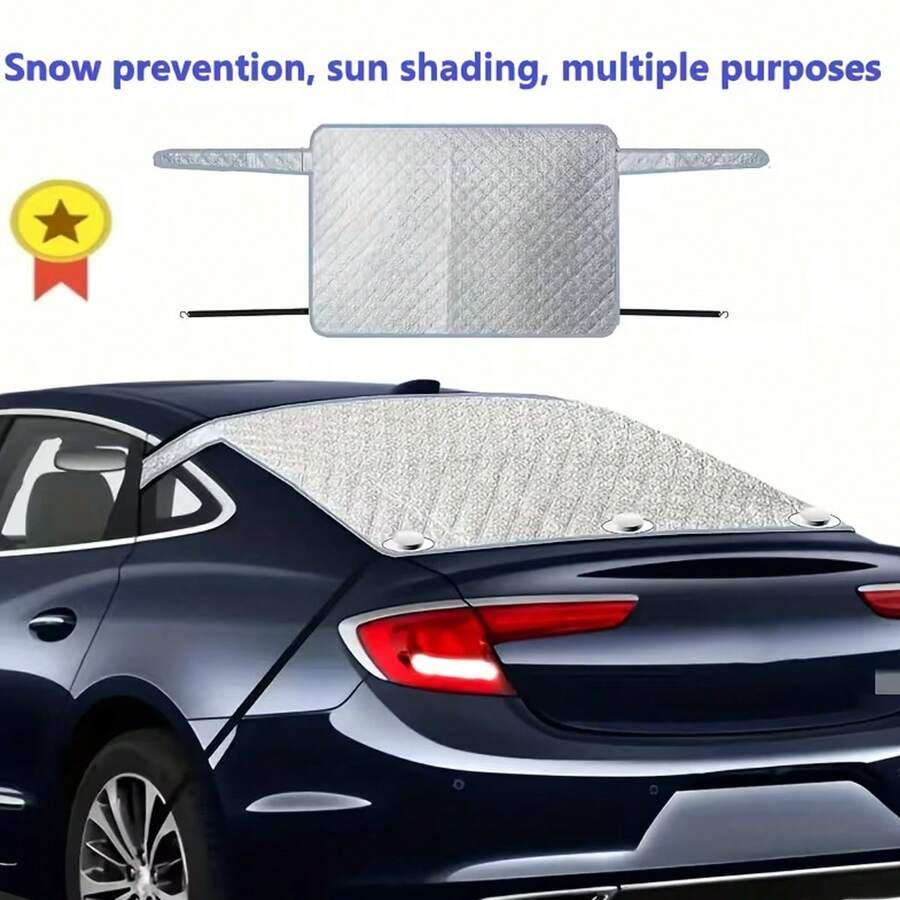 Rear Windshield Sunshade, Ice And Snow Windshield Sunshade, Car Rear Window Sunshade, Snow Cover (Built-In 5 Magnetic Points And 2 Fixing Hooks, Integrated Design, No Extra Accessories Needed), Suitable For Most Sedans And SUVs
